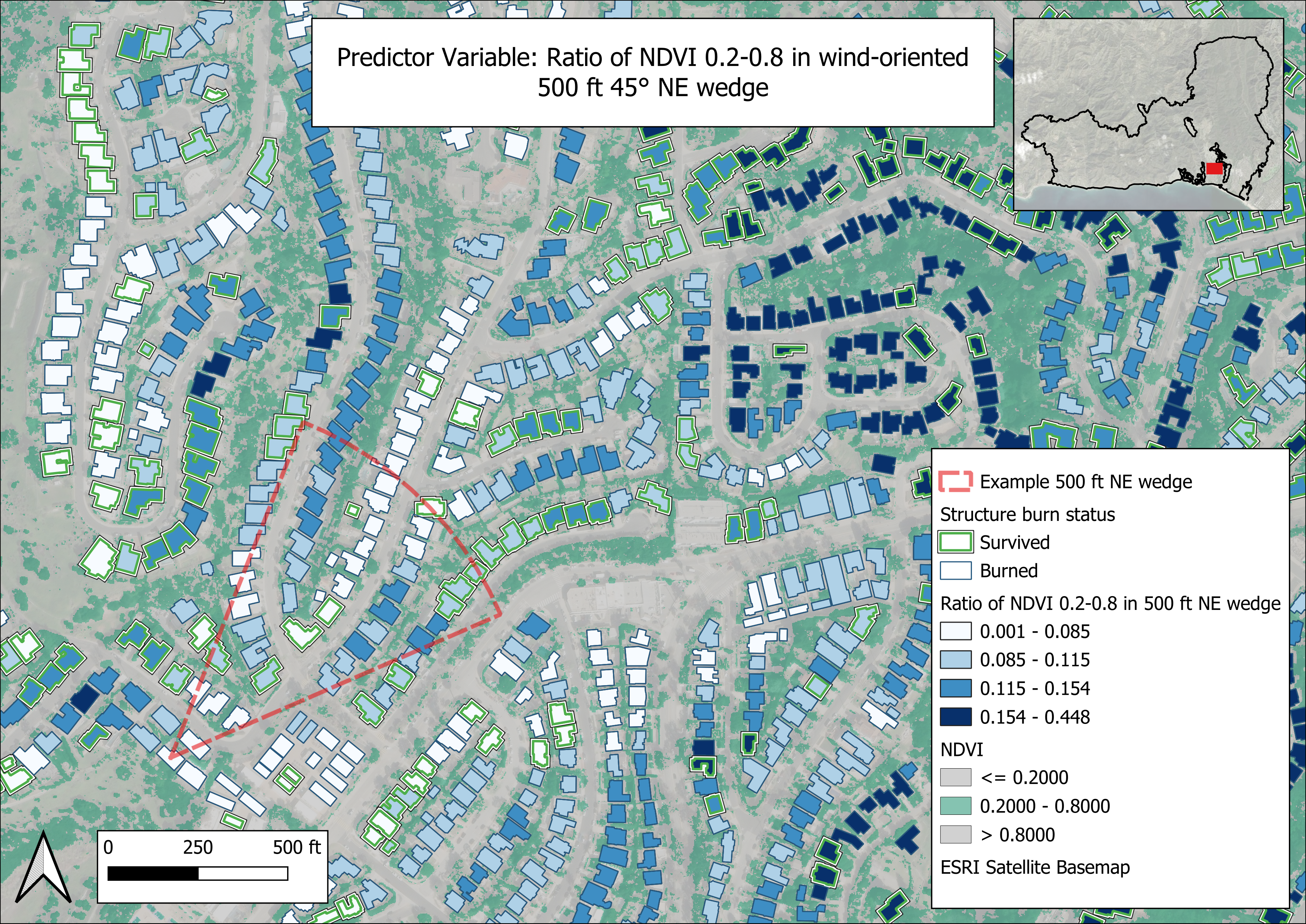 NDVI in 500ft NE wedge